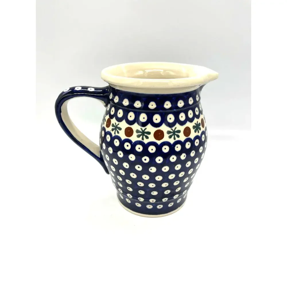 Boleslawiec Polish Pottery Pitcher Hand Made in Poland A2 *Slight Crazing